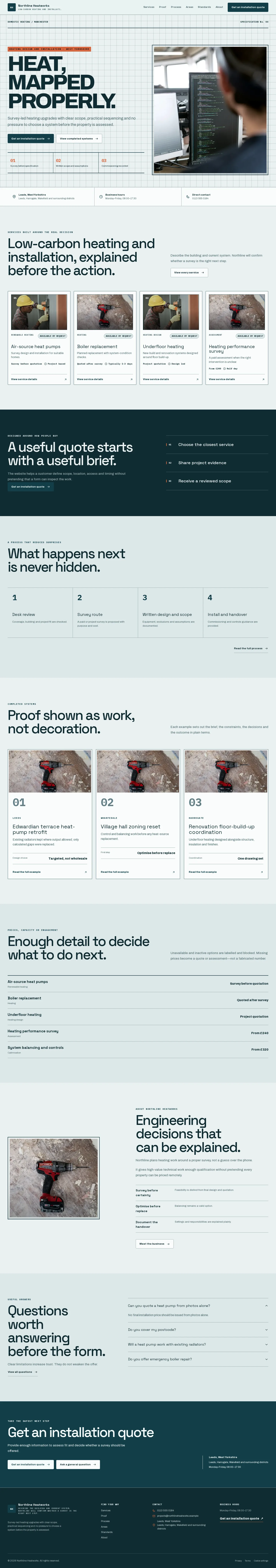 Grid Response — technical quote-first template, shown as an example website direction
